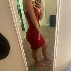 Red maroon midi dress